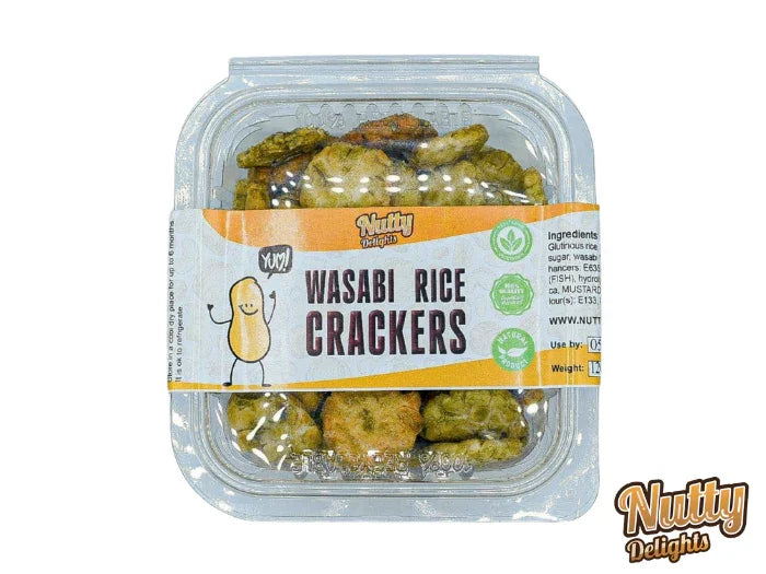 Delights Rice Crackers Rice Crackers Baked Round Wasabi – Nutty Delights